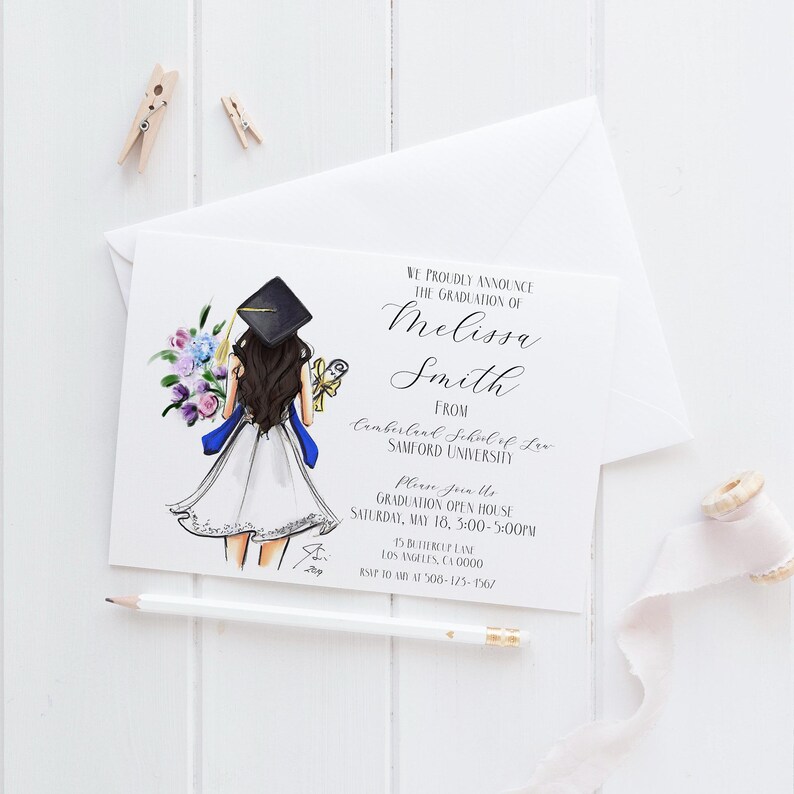 The Cap Graduation Announcements/Invites [ College Graduation Invites | Custom Graduation | Graduation Gifts For Her | Graduation Invites ] image 4
