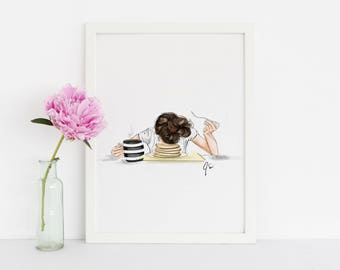 Art Print: Pancakes (Fashion Illustration Print)(Fashion Illustration Art - Fashion Sketch print- Wall Decor) By Melsy’s Illustrations