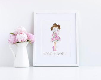 Personalized Mother and Daughter Print  ( Mother's Day Print - Gifts for Mom - Mother's Day Gifts- Mother's Day) By Melsy’s Illustrations