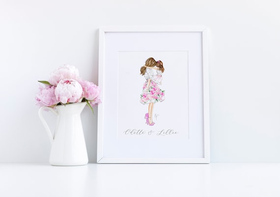Personalized Mother and Daughter Print  ( Mother's Day Print - Gifts for Mom - Mother's Day Gifts- Mother's Day) By Melsy’s Illustrations