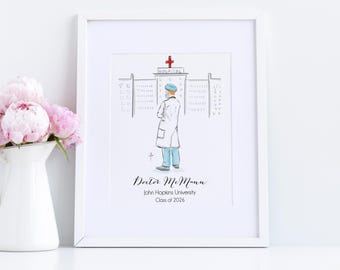 The Doctor Graduate Print - Tailored Silhouette [ Personalized Graduation Gifts for Doctor | Graduation Gift Medical School ]