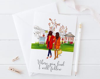 Where you lead I will follow (Card)( Birthday Cards - Fall Card - Greeting Card - Friendship Card) By Melsy's Illustrations