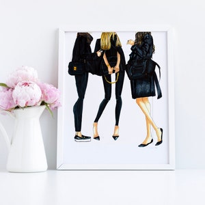 Ladies in Black (Fashion Illustration Print) (Fashion Illustration Art - Fashion prints Home Decor - Wall Decor )  By Melsy’s Illustration’s