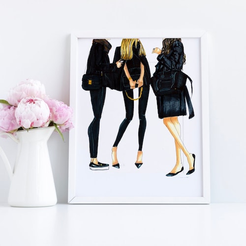 Ladies in Black fashion Illustration Print fashion - Etsy