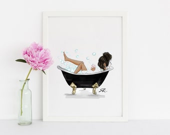 Art Print:Bubbly Bath (Fashion Illustration Print) By Melsy's Illustrations