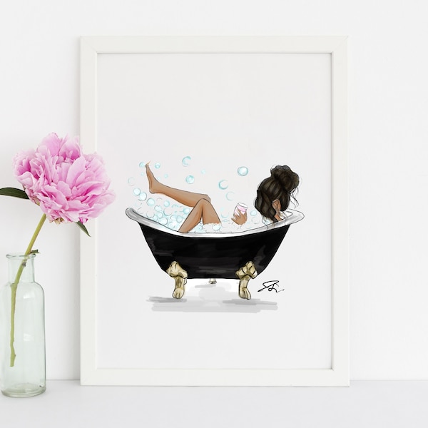 Art Print:Bubbly Bath (Fashion Illustration Print) By Melsy's Illustrations