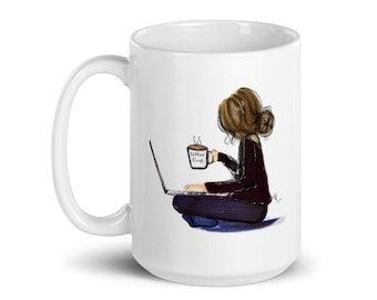 Late Night (Brunette) (Not customizable) Mug By Melsy's Illustrations