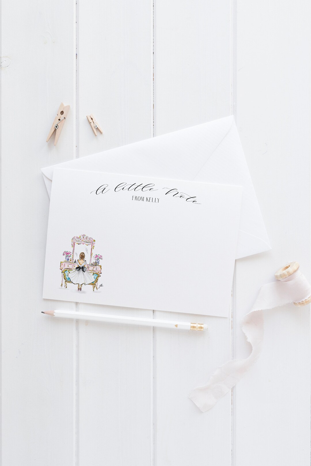 Personalized Stationery Set Vintage Vanity stationary Notecards