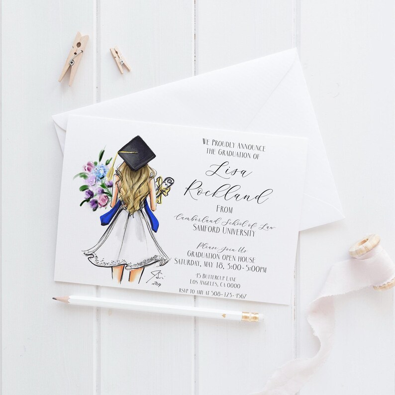The Cap Graduation Announcements/Invites [ College Graduation Invites | Custom Graduation | Graduation Gifts For Her | Graduation Invites ] image 2