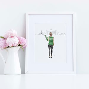 Boston Basketball Sports Print (Sports - Boston Sports Teams) By Melsy&#39;s Illustrations