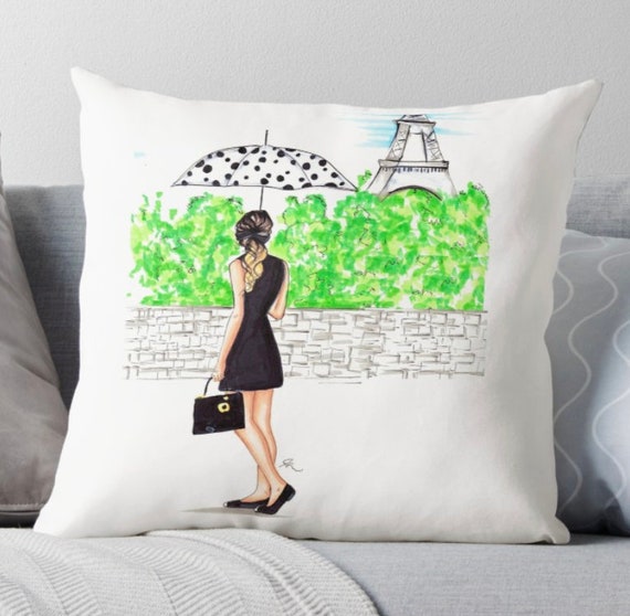 The Parisian Pillow Fashion Illustration Art Home Decor Etsy
