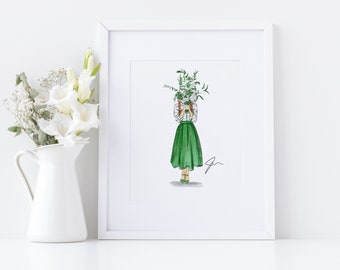 Giving Greens (Fashion Illustration Print) By Melsy's Illustrations