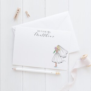Set de papelería "La Futura Señora" (papelería personalizada, tarjetas de notas, papelería de boda, regalos de boda) de Melsy's Illustration