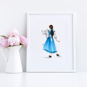 Belle in Blue - Fashion Print - Disney - Disney Illustration - Beauty and the Beast - Fashion Illustration)  By Melsy’s Illustrations