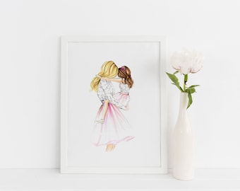 Art Print:A Girl's Best Friend (Fashion Illustration Print - Gifts for Mom -Home Decor  - Mother Daughter) By Melsy’s Illustrations