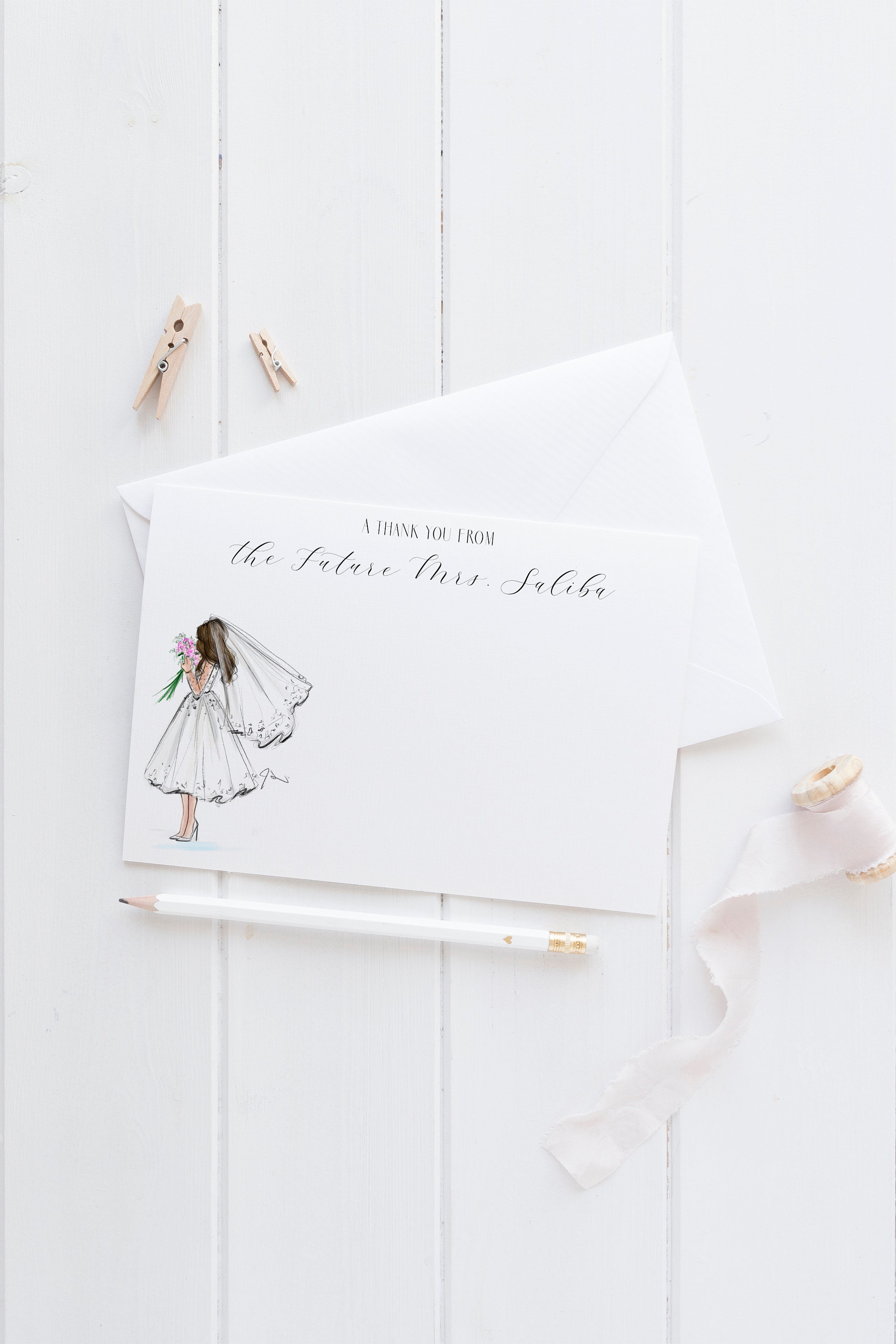 Thank You Bridal Stationery Set ( Personalized Stationery | Note Cards ...