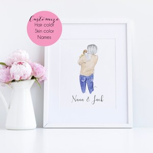 Lámina de abuela y bebé (Lámina personalizable - Regalos para abuelas - Regalos para el Día de la Madre) de Melsy’s Illustrations