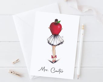 The Teacher's Apple Personalized Card [ Personalized Teacher Gift Card, Custom Teacher Card, Teacher Appreciation Gift ]