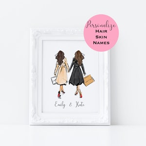 Art Print: Custom Fab Friends  (Personalized print- Christmas Gifts - Best friends Gifts ) By Melsy’s Illustrations