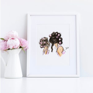 Stampa artistica: Ricci e ragazze (stampa di illustrazioni di moda - regali per la mamma - decorazioni per la casa - festa della mamma - di Melsy&#39;s Illustrations)