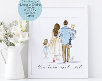 Customized Family Portrait Art Print l Father's Day Gift Personalized Gift | Custom Family Portrait | Fathers Day Gift for Dad from Family