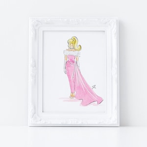 Pink Elegance (Vintage Fashion Illustration - Wall Art Print - Unique Gifts For Her - Pink Home Decor) By Melsy&#39;s Illustrations