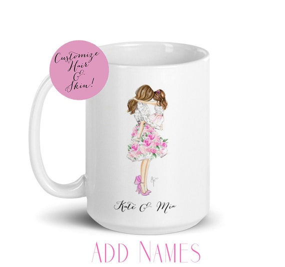 Personalized Floral-Ever Mother's Day Mug ( Mother's Day Mug - Mother's Day Gifts - Mother Daughter - Mother's Day)By Melsy's Illustrations