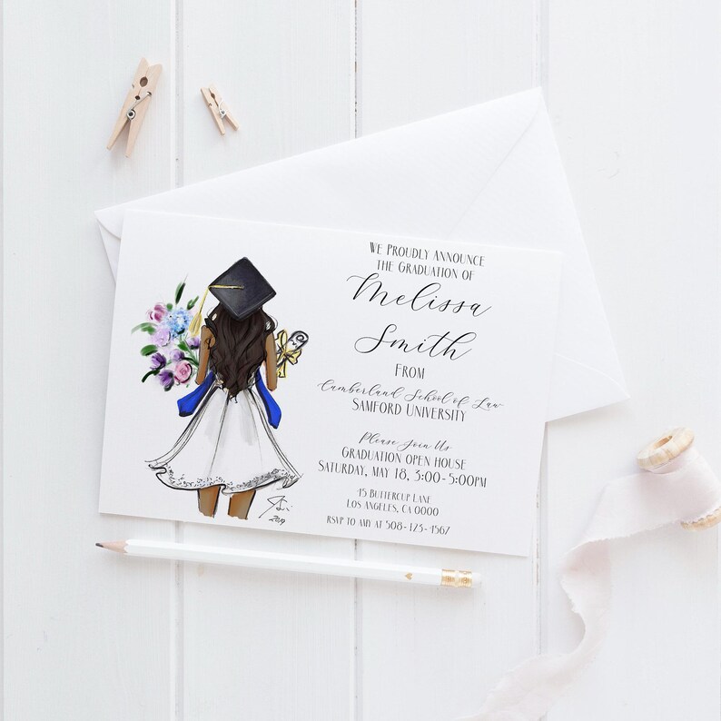 The Cap Graduation Announcements/Invites [ College Graduation Invites | Custom Graduation | Graduation Gifts For Her | Graduation Invites ] image 5