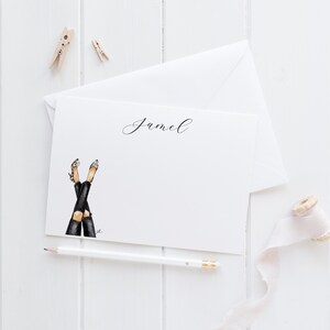 Set de papelería personalizada: Heels Up [Tarjetas de papelería, personalizadas, dibujos de moda, sets de papelería femenina para escribir cartas]