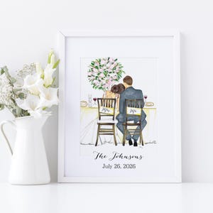 Noivos - Impressão de arte de casamento personalizada | Presente de casamento exclusivo para casal | Presentes de casamento l Noivos l Presentes para chá de panela