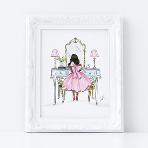 Art Print: The Light Blue Vanity (Available in other Hair Colors/Skin Tones)(Vanity Art - Fashion Illustration - Melsy's Illustrations)