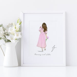 Mother's Day Gift for Mom — Custom Mom and Kids Portrait Print | Personalized Family Illustration | Mom Children Art Print | Gift from Kids image 5