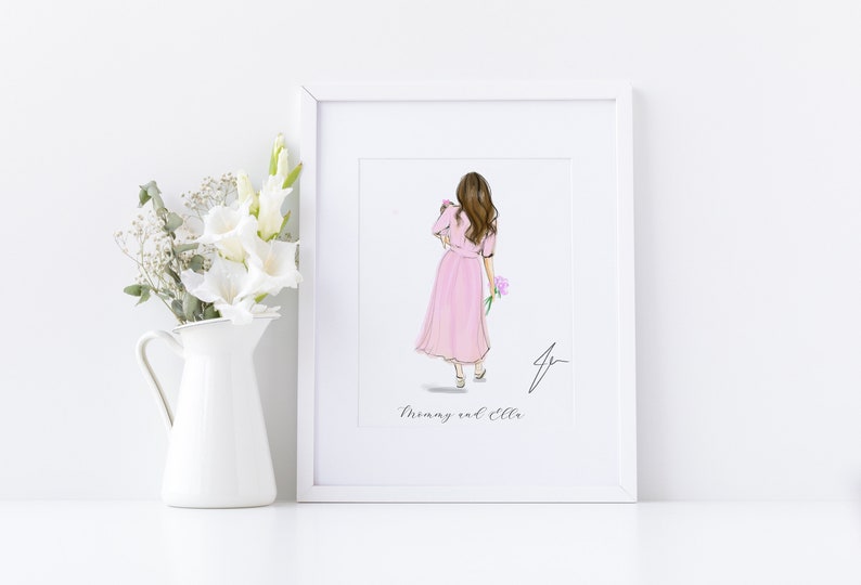 Mother's Day Gift for Mom — Custom Mom and Kids Portrait Print | Personalized Family Illustration | Mom Children Art Print | Gift from Kids image 5