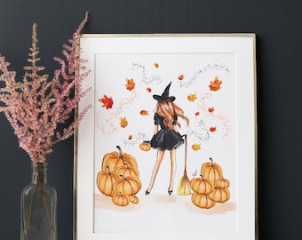 The Wicked Witch  (Print) (Fashion Illustration - Halloween - Wicked-  Fall Print - PSL -Spooky Season Print) By Melsy's Illustrations