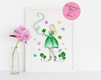 Lucky Charm  (Print)(Fashion Illustration Art - Fashion Sketch prints - Home Decor- Wall Decor )By Melsy's Illustrations