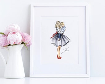 The Boy Who Stole My Heart (Fashion Illustration Print) (Gifts for Mom - Mother's Day Gifts - Mother's Day) By Melsy’s Illustrations