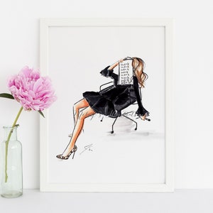 Work Work (Fashion Illustration Print)(Fashion Illustration Art - Fashion Sketch prints -Home Decor - Wall Decor )By Melsy's Illustrations