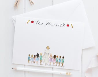 Personalized Teacher Stationery Set, Custom Teacher Notecard, Teacher Appreciation Gift, End of Year Teacher Thank You Gift