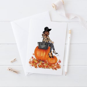 Hello Pumpkin (Card)( Birthday Cards - Fall Card - Greeting Card) By Melsy's Illustrations