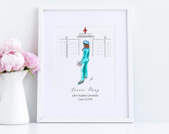The Nurse Personalized Art Print - Classic Silhouette [Graduation Gifts for Her Nursing School | Nursing Grad Gifts | Graduation Gifts ]
