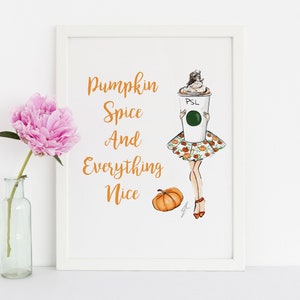 The PSL Girl (Fashion Illustration - Home Decor - Wall Decor - Fall Print - PSL - Apples) By Melsy's Illustrations
