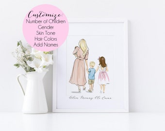 Mother's Day Gift Personalized Portrait |Custom Family Portrait |Mothers Day Gift for Mom from Daughter | Mother of Bride Gift from Daughter
