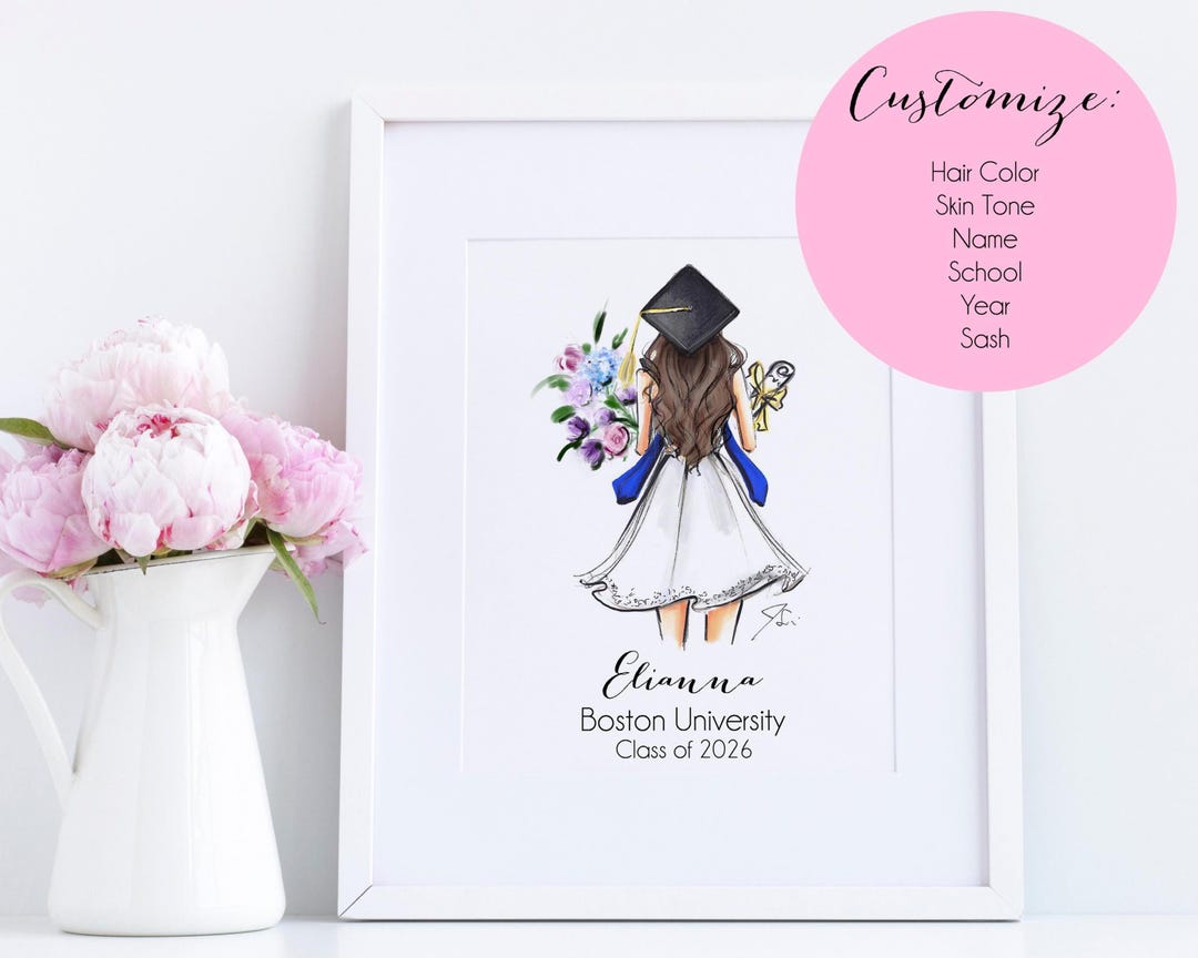 Custom Graduation Portrait Print, Personalized Class of 2026 Gift ...