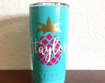 Personalized Pineapple Decal for 20oz or 30oz Tumbler Custom Pineapple Vinyl Decal for Stainless Steel Cups Pineapple Sticker Decal