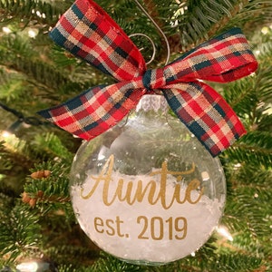 Aunt Christmas Glass Ornament Personalized Announcement Promoted to ...