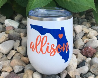 Florida Stainless Wine Cup Football Gameday Tailgate Gift for College Student Gift Orange and Blue Graduation College Acceptance Gift