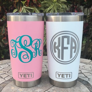Monogram Decal for 20oz Tumbler Personalized Vinyl Sticker for Tumbler Cup Decal for 20oz Stainless Tumbler Monogrammed Initials DECAL ONLY image 2