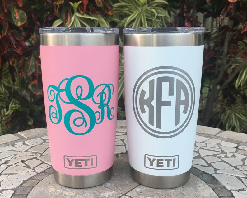 Monogram Decal for 20oz Tumbler Personalized Vinyl Sticker for Tumbler Cup Decal for 20oz Stainless Tumbler Monogrammed Initials DECAL ONLY image 2