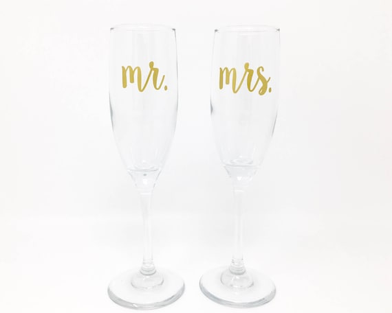 mr and mrs champagne glasses