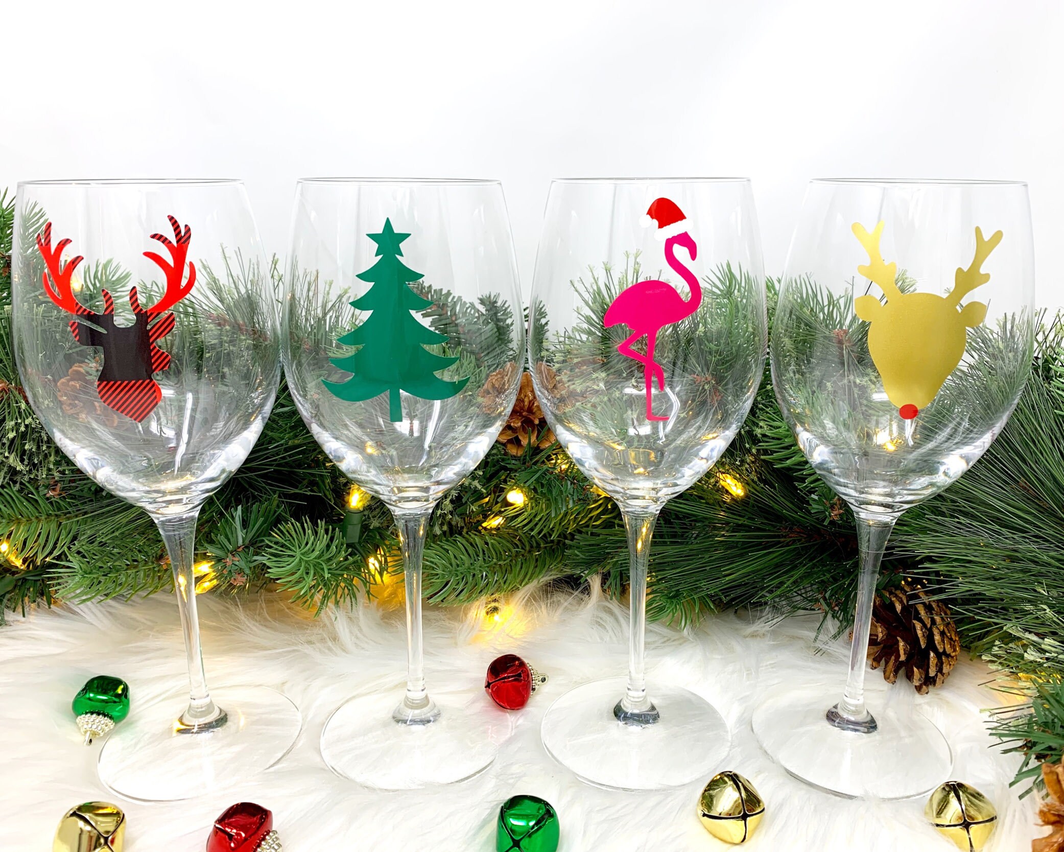 Christmas Wine Glasses Holiday Wine Glass With Stem Wine Lover Etsy